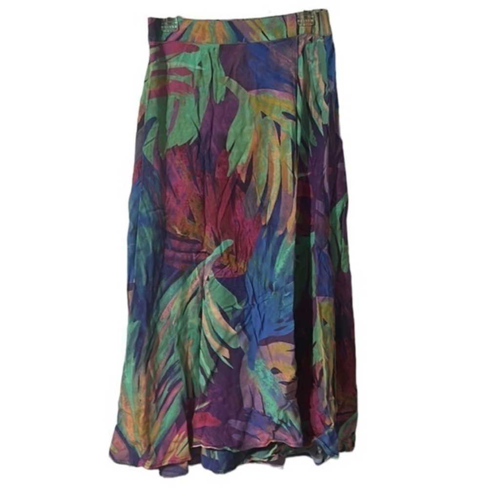 Soft Surroundings floral watercolor maxi skirt- wrap style